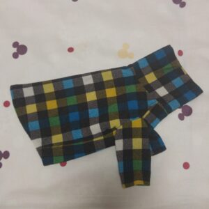 寒色チェックタートルネック